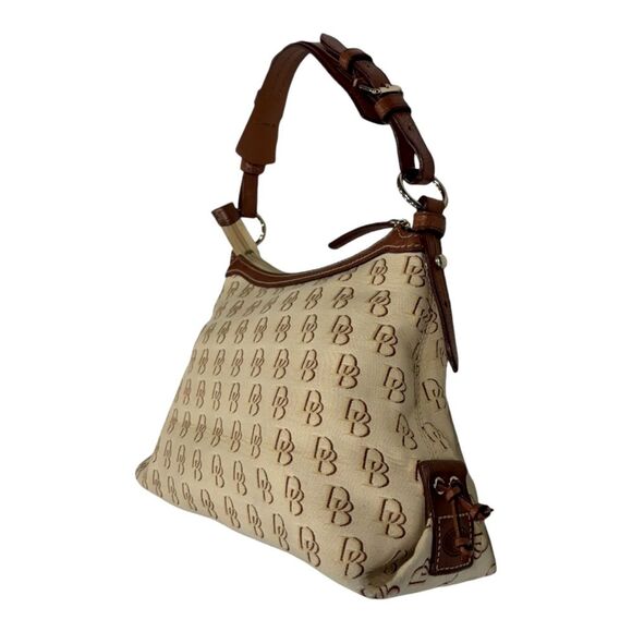 Dooney and Bourke Cream and Tan Signature Satchel Shoulder Bag - Picture 7 of 13